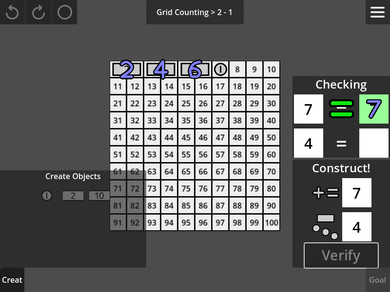 Super Practica 0.7.2 screenshot: Grid counting level 2-1.